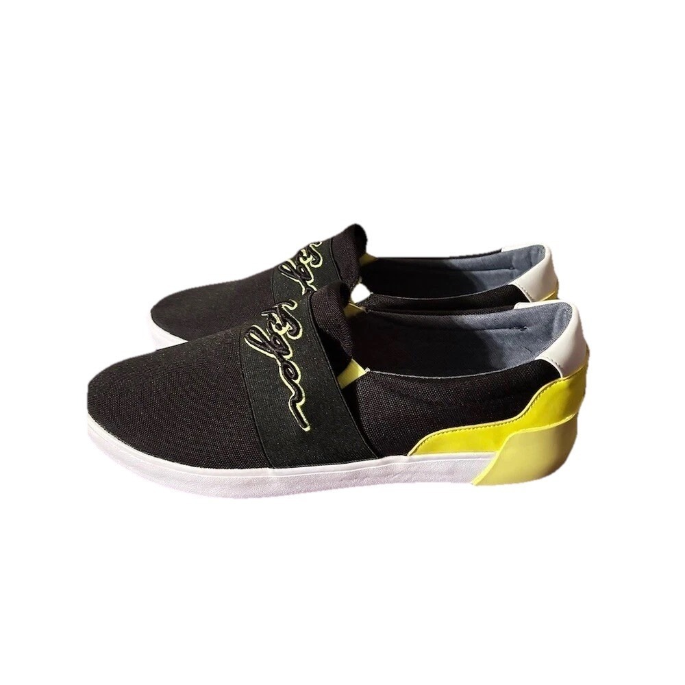 Tommy Hilfiger Realist Men's Slip-On Sneakers Black Yellow Heel Size 12 M - Picture 2 of 7